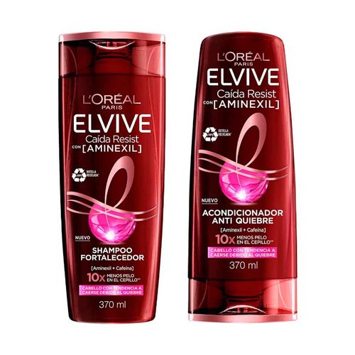 Pack ELVIVE Shampoo Anti-Caída Aminexil Frasco 370ml + Acondicionador Anti-Caída Aminexil Frasco 370m