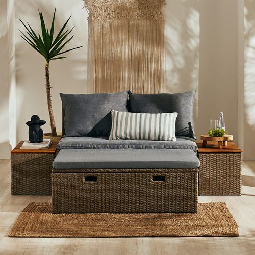 A23 Set De Terraza Recife Sofa Banca + 2 Pouf