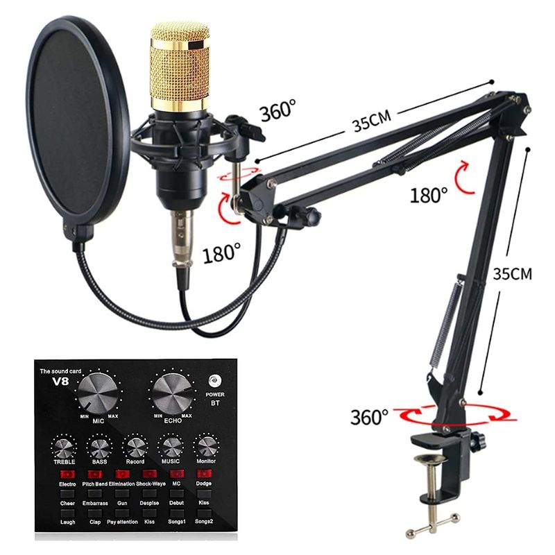 Kit-Microfono-de-estudio-BM-800-Dorado-mas-interfaz-de-audio-V8