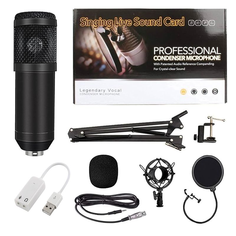 Kit-Microfono-BM-800-Negro-con-Adaptador-de-audio-USB-para-estudio-de-grabacion