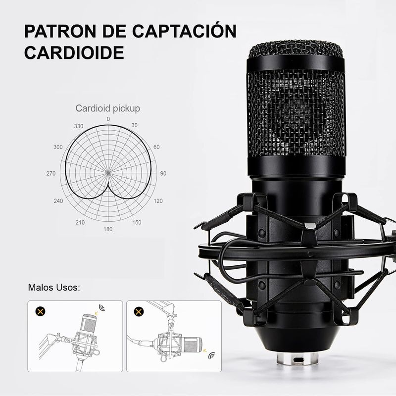 Kit-Microfono-BM-800-Negro-con-Adaptador-de-audio-USB-para-estudio-de-grabacion