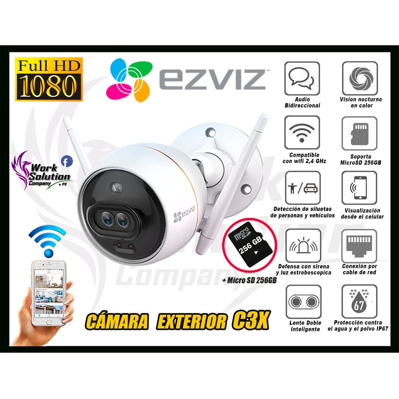 Camara-Seguridad-Ezviz-Wifi-Tubo-Exterior-C3X-Full-Hd---Micro-Sd-256Gb