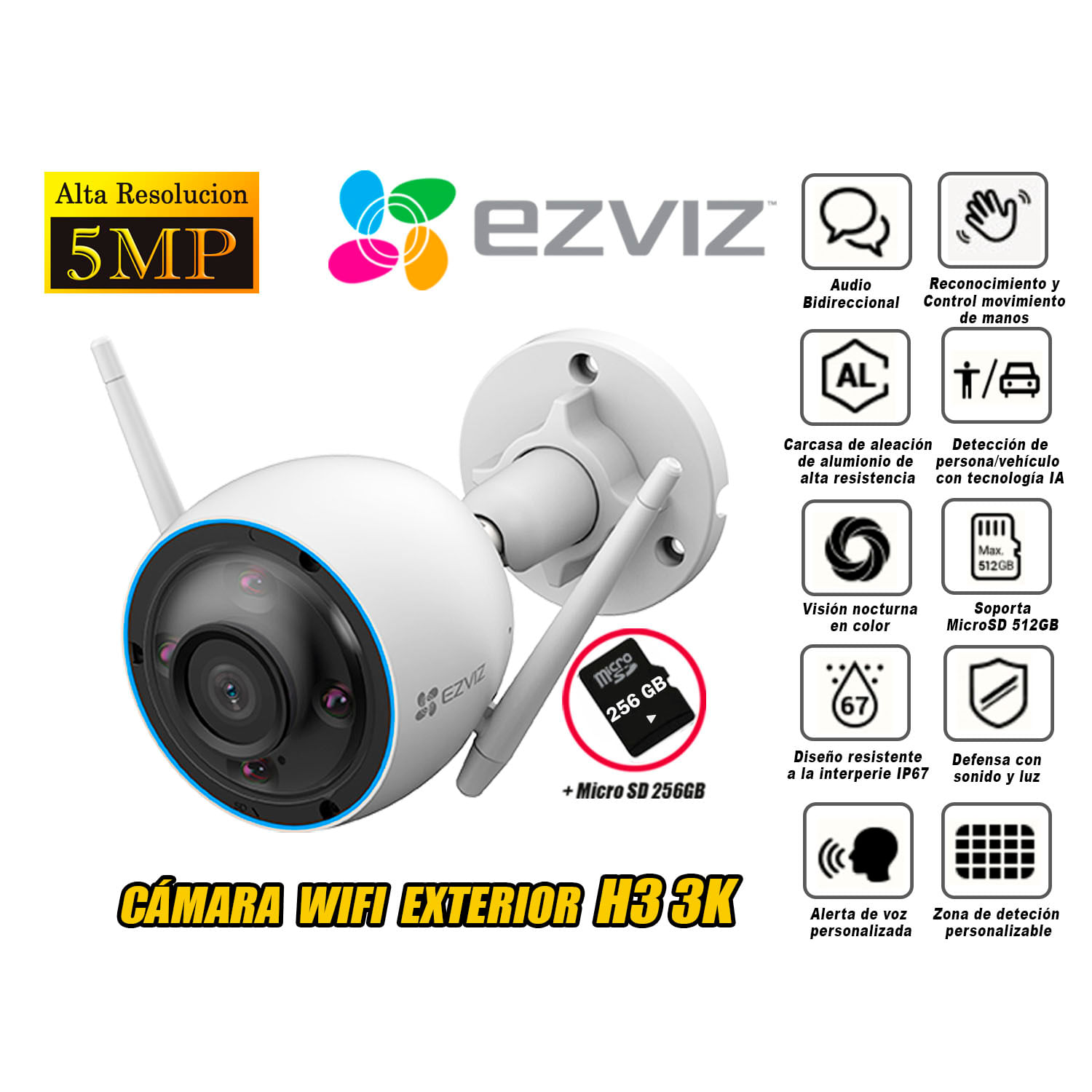 Cámara IP EZVIZ H8C FULL HD 1080P H.265 Waterproof - Blanco
