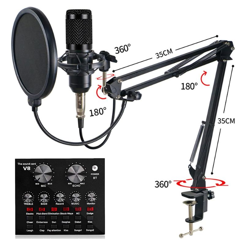Kit-Microfono-de-estudio-BM-800-Negro-mas-interfaz-de-audio-V8