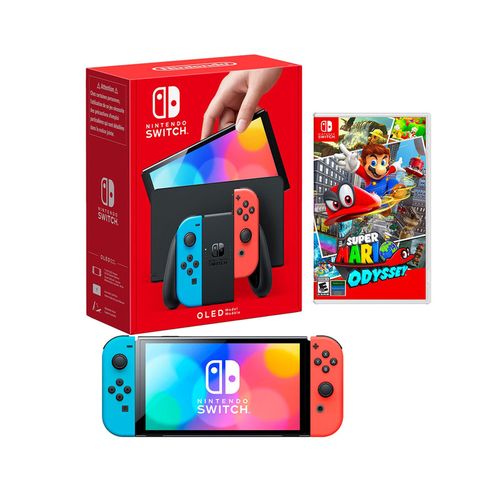 Consola Nintendo Switch Oled Neón + Mario Odyssey