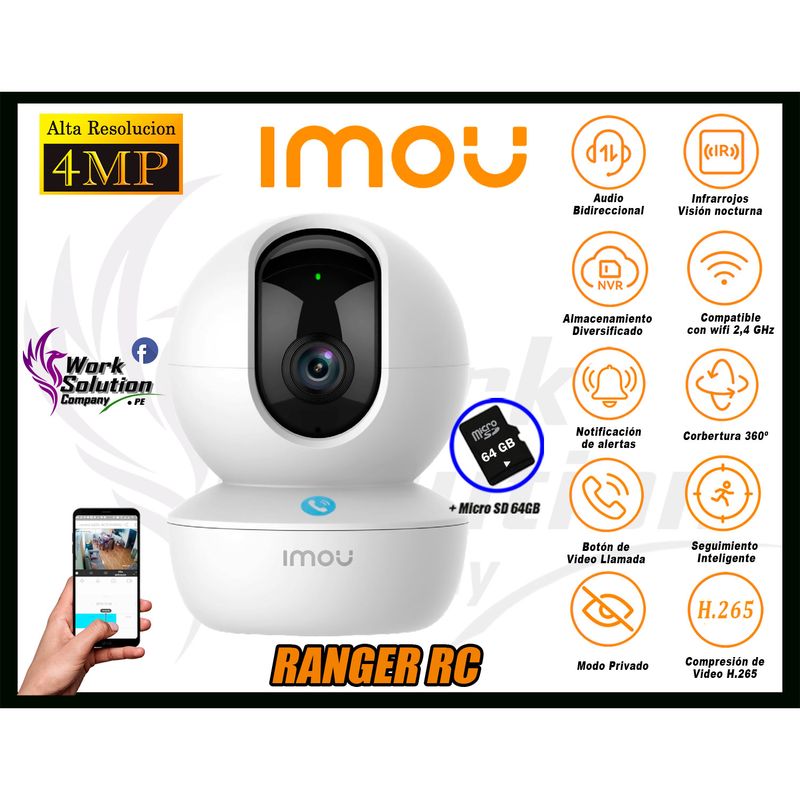 Camara-de-Seguridad-Wi-Fi-IMOU-RANGER-RC-Gira-360º-4MP-Micro-SD-64GB