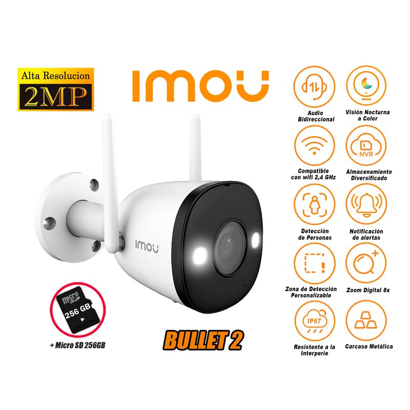 Camara-Seguridad-IMOU-WiFi-BULLET-2-2MP-Full-HD-Externa-Noche-Color-256GB