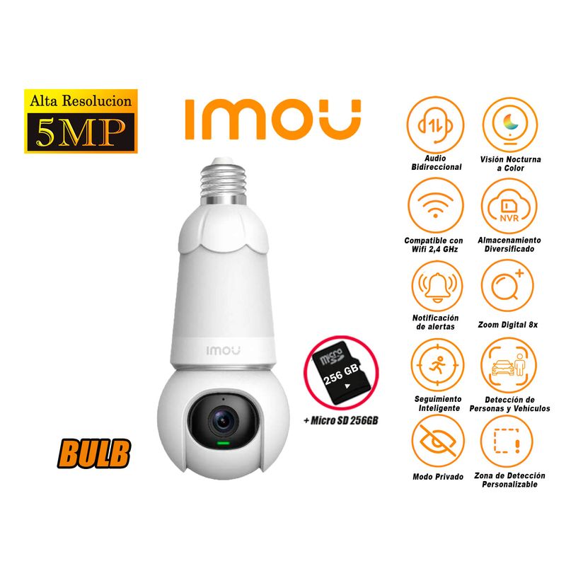 Camara-Seguridad-Foco-WiFi-Imou-BULB-CAM-5MP-360°-Noche-Color-Micro-SD-256GB