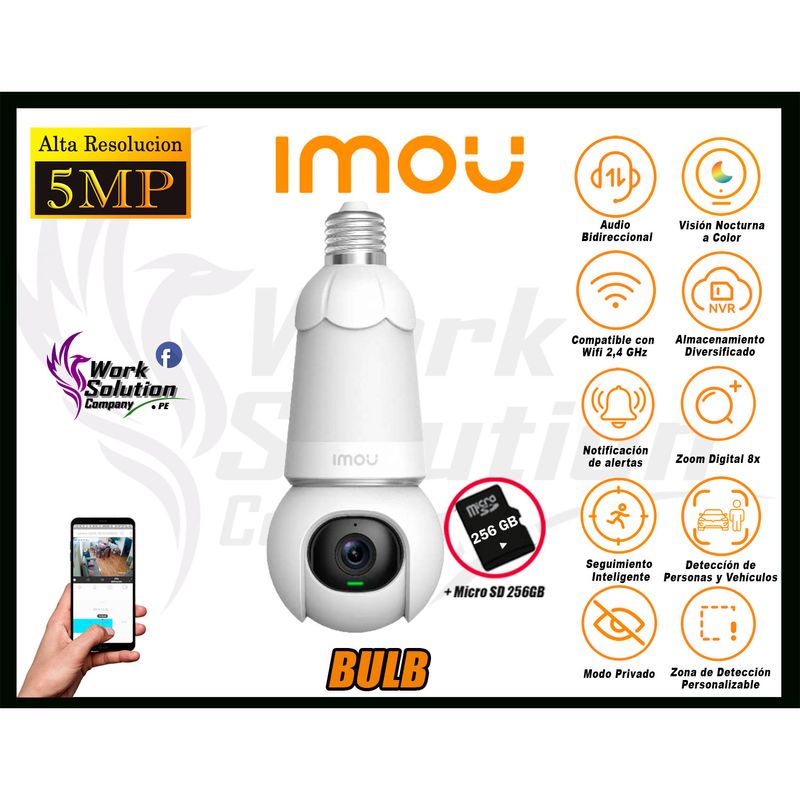 Camara-Seguridad-Foco-WiFi-Imou-BULB-CAM-5MP-360°-Noche-Color-Micro-SD-256GB