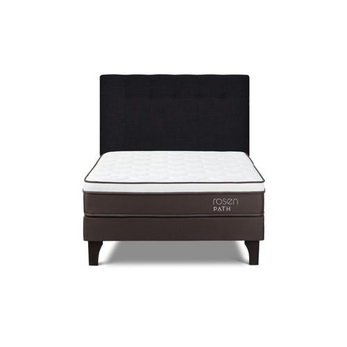 Cama Europea Path Café 2 Plazas R.N Bennet Grafito + 2 Almohadas