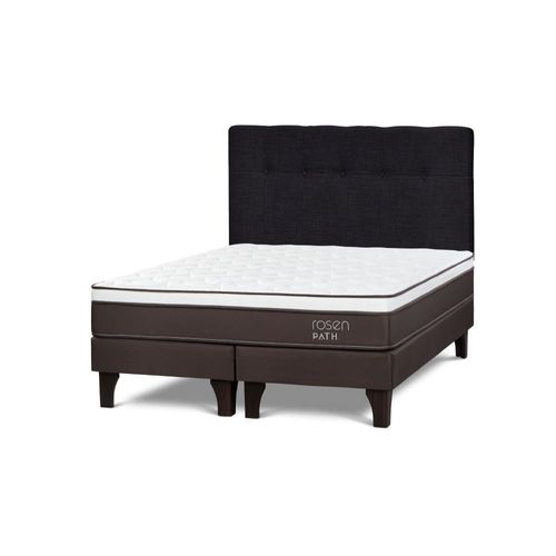 Cama Europea Path Café Queen R.N Bennet Grafito + 2 Almohadas