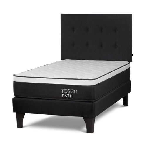 Cama Europea Path 1.5 Plazas R.West Grafito + 1 Almohada