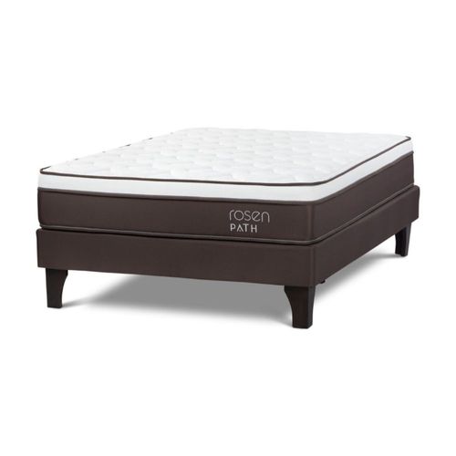 Cama Europea Path 2 Plazas Café + 2 Almohadas