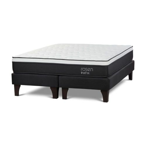 Cama Europea Path Queen Grafito + 2 Almohadas