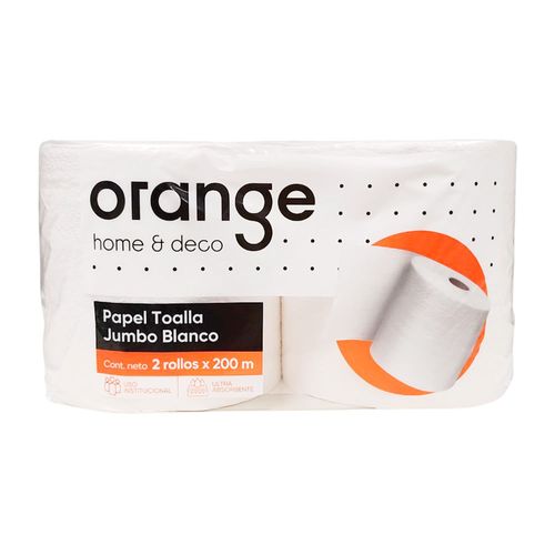 Papel toalla jumbo Blanco Orange 2x200 metros