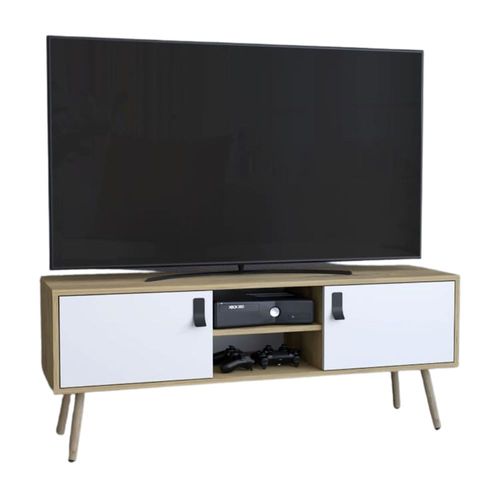 Mesa para TV 50" Huna Melamina Macadamia/Blanco Tuhome