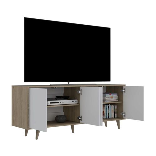 Mesa para TV 50" Bora Melamina Rovere/Blanco Tuhome