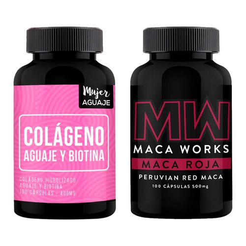 COLAGENO, AGUAJE & BIOTINA CÁPSULAS + MACA ROJA CÁPSULAS