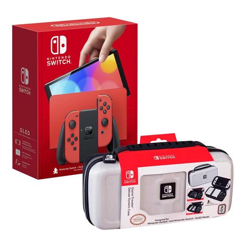 Consola Nintendo Switch Oled Mario Red + Estuche 1680 Blanco