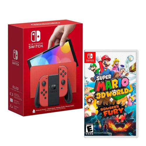 Consola Nintendo Switch Oled Mario Red + Mario 3D World Bowsers Fury