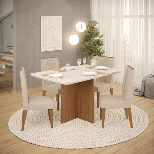 Juego de Comedor Diana 4 Sillas off white