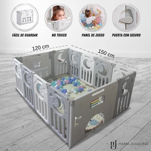 Corral Interactivo Plegable Baby Fortress con Pelotas Gris