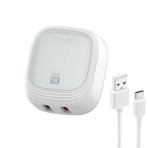 CARGADOR DE CARGA RAPIDA PARA VIAJE A2512Q DOBLE USB INCLUYE CABLE 1M