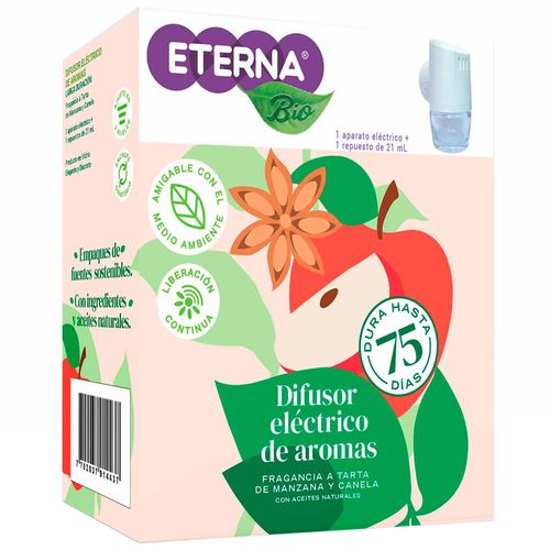 Ambientador Eléctrico ETERNA Fragancia Manzana y Canela Apto + Rpto de 21ml