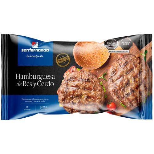 Hamburguesa de Res y Cerdo SAN FERNANDO Bolsa 8un