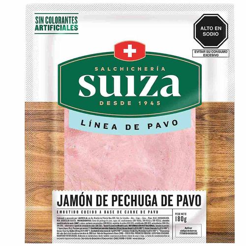 Jamón de Pechuga de Pavo SALCHICHERÍA SUIZA Paquete 180g