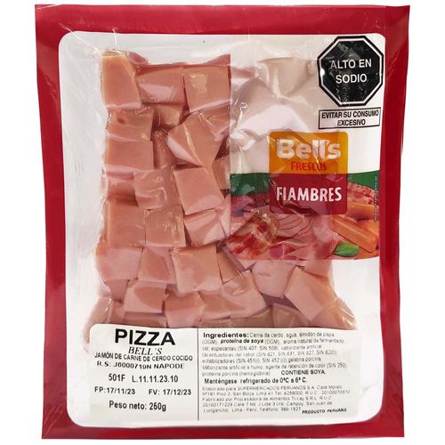 Jamón Pizza en Cubos BELL'S Paquete 250g