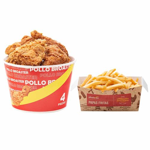 Combo Pollo Broaster 4 Piezas + Papas Fritas 200g