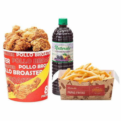 Combo Pollo Broaster 8 Piezas + Papas Fritas 400g + Chicha 1L