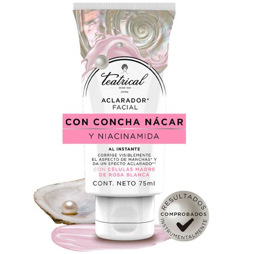 Crema Aclarador Facial con Concha de Nacar y Niacinamida TEATRICAL Caja 75ml