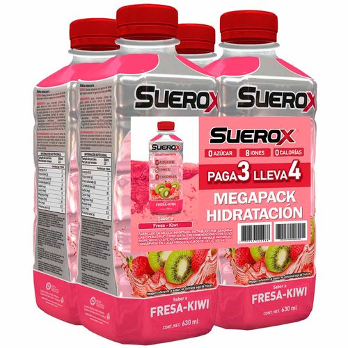 Bebida Rehidratante SUEROX Fresa Botella 630ml Paquete 4un