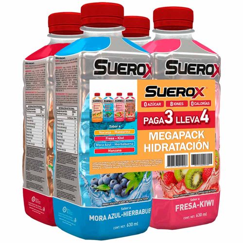 Bebida Rehidratante SUEROX Surtido Botella 630ml Paquete 4un