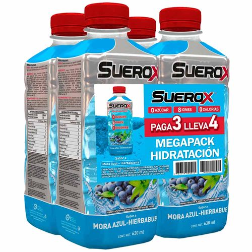 Bebida Rehidratante SUEROX Mora Botella 630ml Paquete 4un