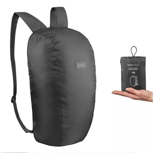 MOCHILA PLEGABLE DE MONTAÑA TREKKING VIAJE COMPACTO NEGRO 10L