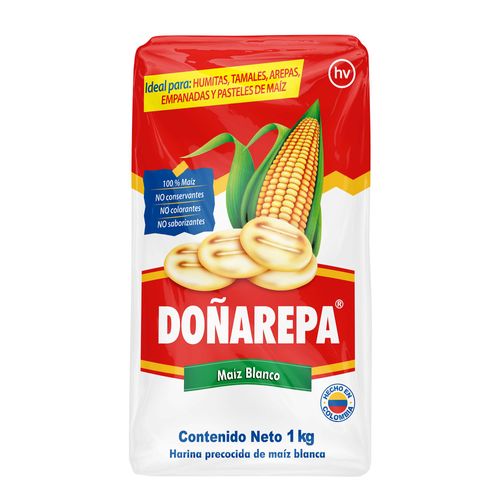 Harina Precocida DOÑAREPA Maíz Blanco Paquete 1Kg