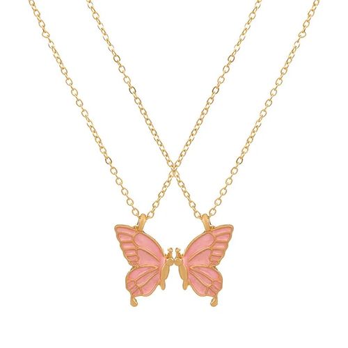 Set x 2 collares mariposas doradas y rosadas para mejores amigas