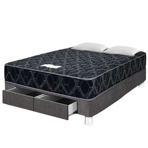 Cama PARAISO Consul Black con Cajones 2 Plazas + Almohadas + Protector