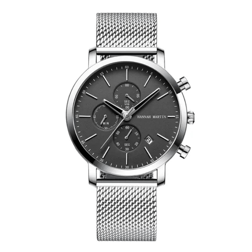 Reloj Hannah Martin Acero Plateado con Negro HAN-23