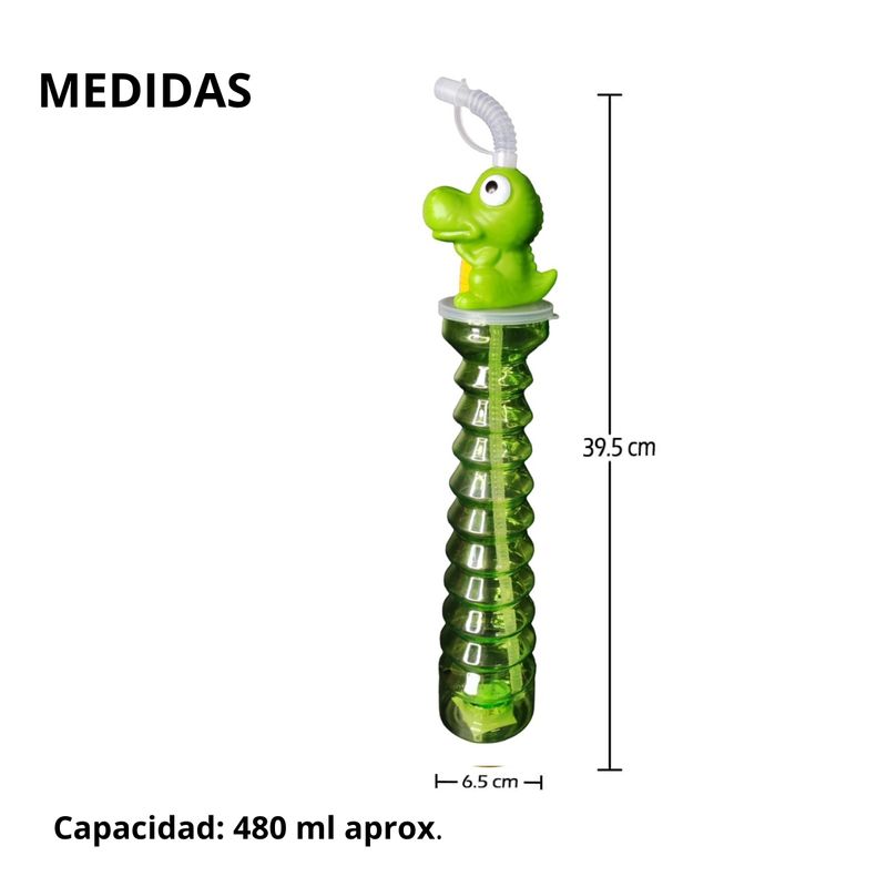 Tomatodo-Largo-Con-Luces-Capacidad-De-480-ml-Para-Niños-Tapa-Modelo-Dinosaurio