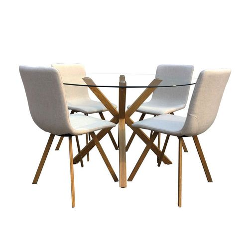 Comedor Nórdico Redondo 4 Sillas Beige