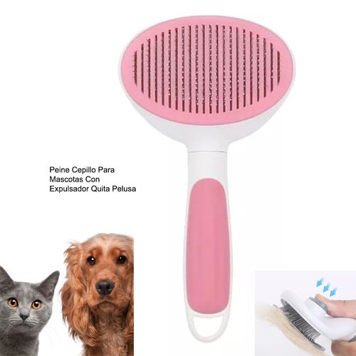 Peine Cepillo para Mascotas con Expulsador Quita Pelusa MOS310011 Rosado