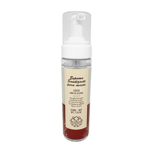 Espuma Sanitizante sin Alcohol para Manos Coco Mantra 210ml