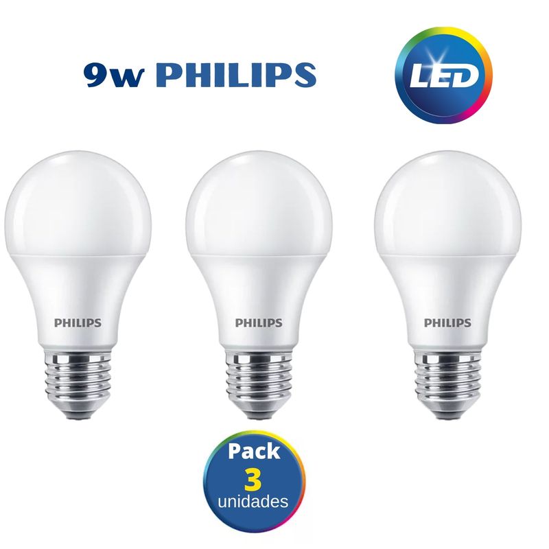 Foco-led-philips-9w-ecohome---pack-3-unidades