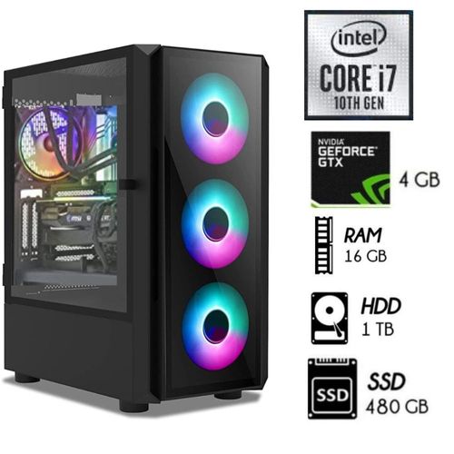 Computadora PC GAMER CORE i7-10TH RAM 16GB SSD 480GB VIDEO GTX 1650 4GB