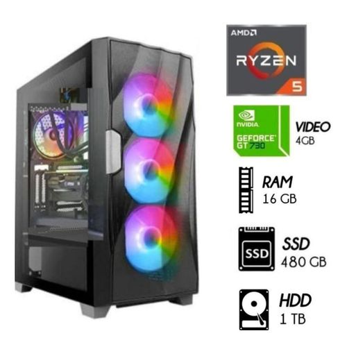 Computadora PC GAMER RYZEN 5 4TH. Video GT 730 4GB RAM 16 SSD 480GB