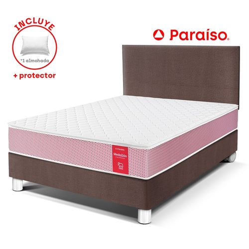 JUEGO DE DORMITORIO PARAISO MEDALLÓN ERGO 1.5 PLZ CHOCOLATE